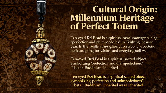 Tibetan Sacred Artifact · Ten-Eyed Dzi Bead Buddha Head Lotus Pendant